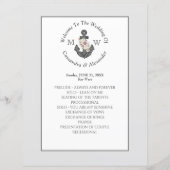 Silver Grey Nautical Floral Ancre Programme de mar (Devant)