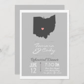 Silver Grey Ohio State Rehearsal Dinner Invitation Kaart (Voorkant / Achterkant)