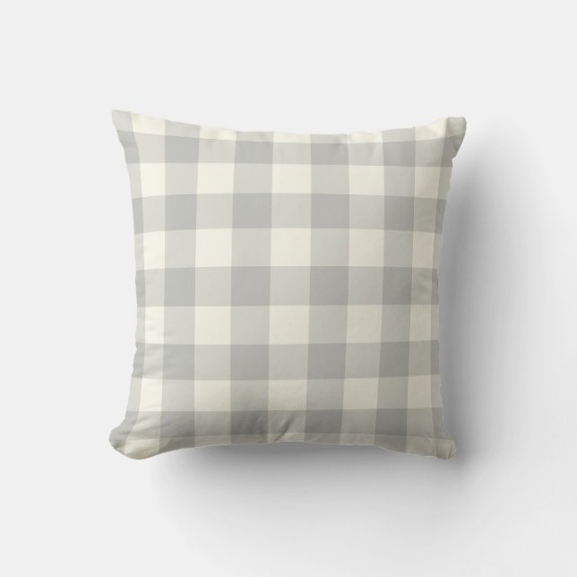 Silver Grey OutdoorKussens - Gingham Pattern Buitenkussen (Voorkant)