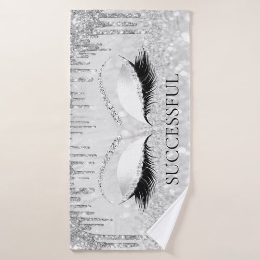 Silver Grey Parties scintillant Effet des yeux Nom (Serviette de bain)