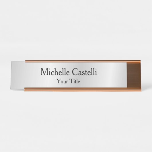 Silver Grey Professional, uniek, klassiek eenvoudi Bureau Naambordje (Voorkant)