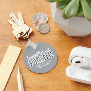 Silver Grey School Pride Mascot Name Sleutelhanger