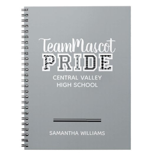 Silver Grey School Pride Mascotte Nom Carnet (Devant)