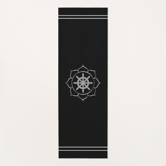 Silver Grey Shield Wheel in Lotus op Black Yogamat (Voorkant)