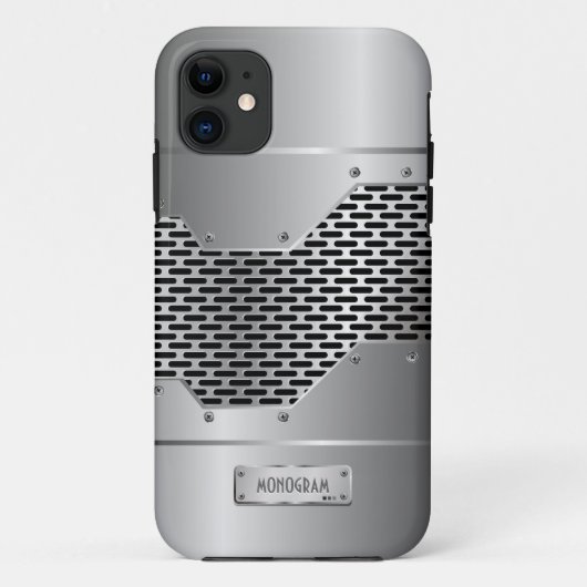 Silver Grey Shiny Metallic Kijk Patroon Case-Mate iPhone Case (Achterkant)