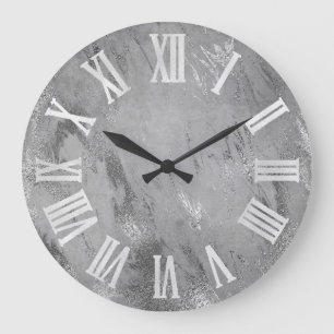 Silver Grey Silver Roman Numbers Grote Klok