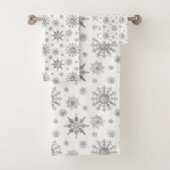 Silver Grey Snowflakes Patroon Bad Handdoek (Insitu)
