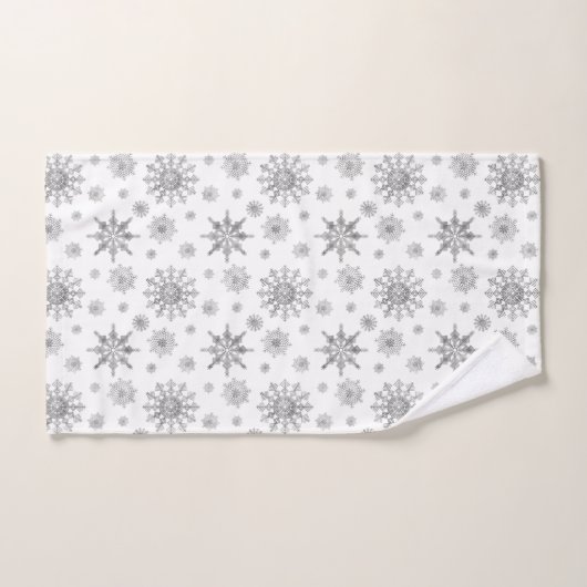 Silver Grey Snowflakes Patroon Bad Handdoek (Handdoek)