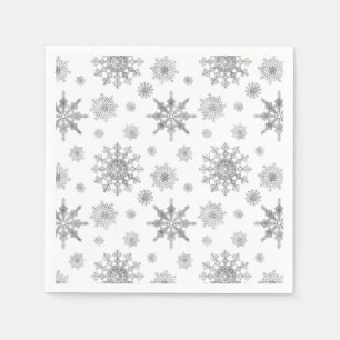 Silver Grey Snowflakes Patroon Servet
