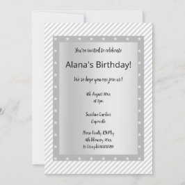 Silver Grey STRIPE STAR-partijuitnodigingen Kaart