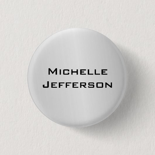 Silver Grey Stylish Trendy Modern Name Ronde Button 3,2 Cm (Voorkant)