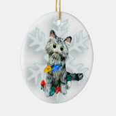 Silver Grey Tabby Angora Cat Kerstmis Keramisch Ornament (Rechts)