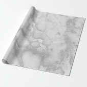 Silver Grey White Marble Metallic Monochromatica Cadeaupapier (Uitgerold)