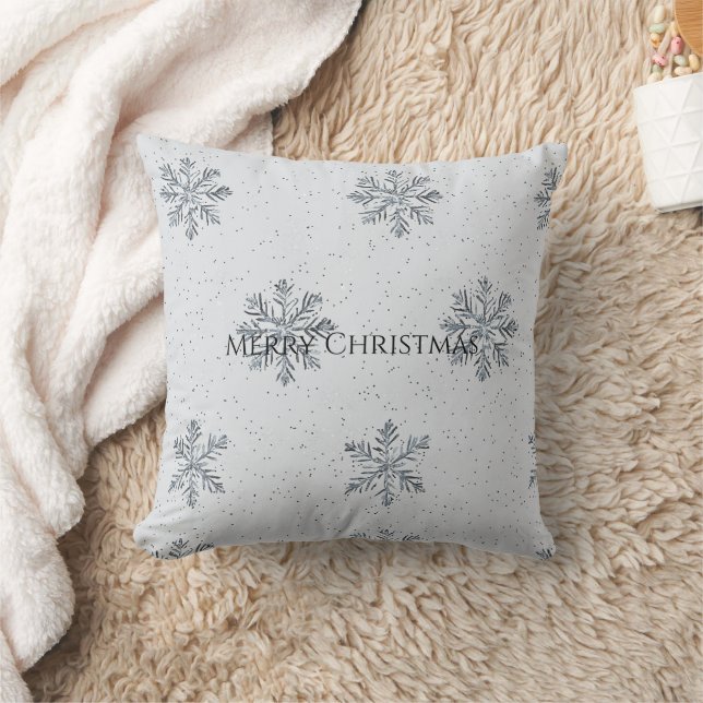 Silver Grey Winter Snowflakes Christmas Kussen (Deken)