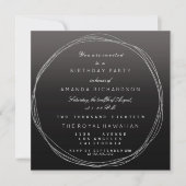 Silver Grey Wreath Birthday Black Ombre Kaart (Voorkant)
