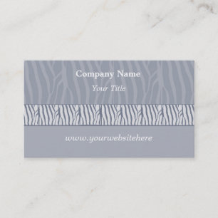 Silver Grey Zebra Print Visitekaartje