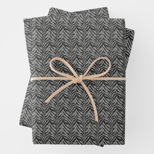 Silver Grey Zebra Stripes Pattern Inpakpapier Vel (In situ)