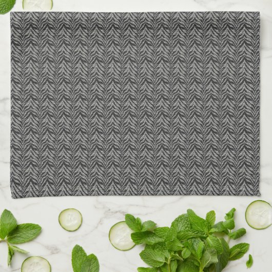 Silver Grey Zebra Stripes Pattern Theedoek (Gevouwen)