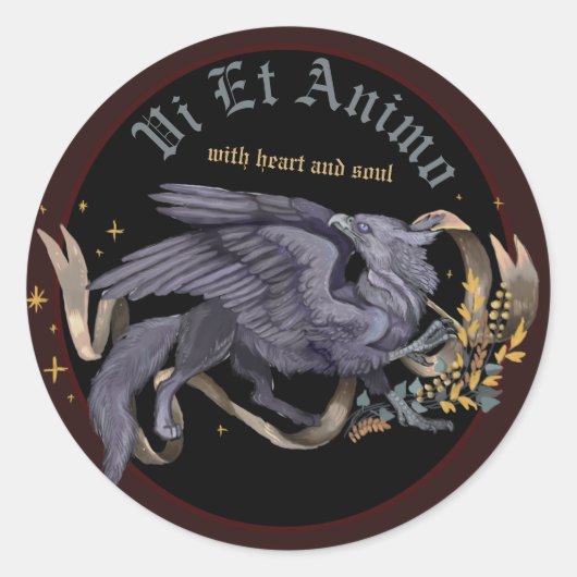 Silver Griffin Ronde Sticker (Voorkant)