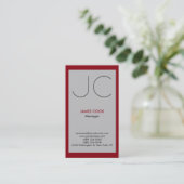 Silver grijs verticaal professioneel monogram visitekaartje (Staand voorkant)