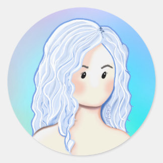 Silver Hair Beauty Ronde Sticker