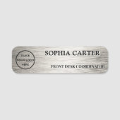 Silver Hairline Classic Name Badge Custom (Devant)