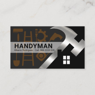 Silver Hammer Home Silhouette Handyman Tools Visitekaartje