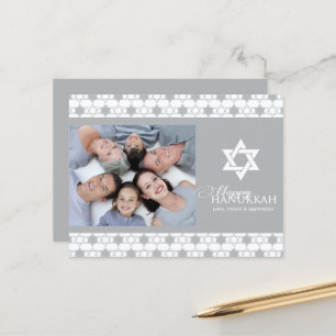 Silver Hanukkah Star van David Pattern Modern foto Feestdagenkaart