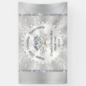 Silver Happy 25th Wedding Jubileum Banners (Verticaal)