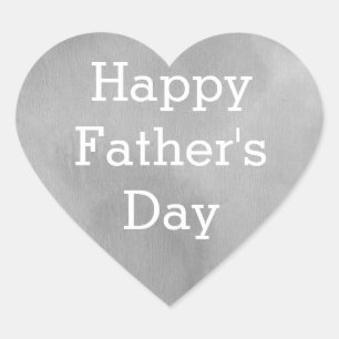 Silver Happy Fathers Day Hart Sticker
