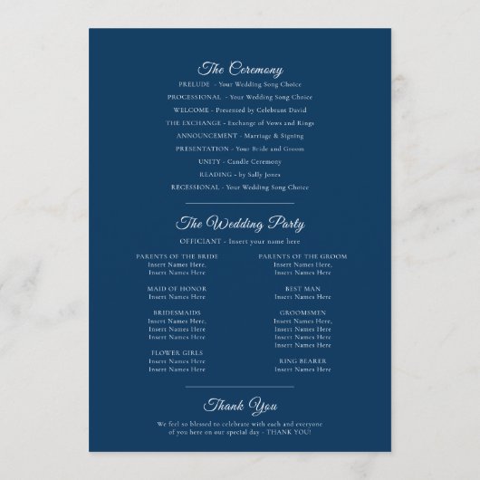 Silver-hart donkerblauw- en wittrouwprogramma programma (Achterkant)