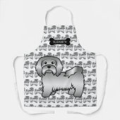 Silver Havanese Cartoon Dog Illustration & Name Schort (Voorkant)
