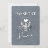 Silver Hawaii Passport Wedding Invitation Kaart (Achterkant)