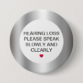 Silver Hearing Loss 3-inch Button (Voorkant)