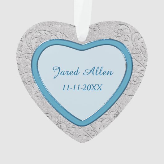 Silver Heart Blue Baby Boy First Christmas (dos)