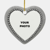 Silver Heart en Ruby Photo Lijst Keramisch Ornament (Achterkant)