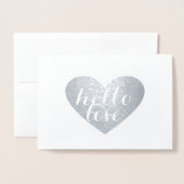 Silver Heart Hallo Folie Kaarten (Voorkant met envelop)