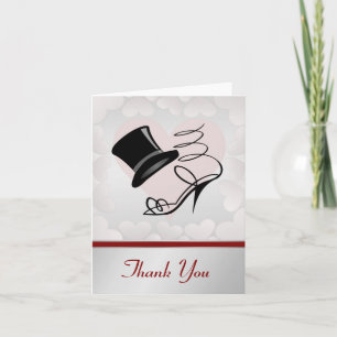 Silver Hearts Black Top Hat en High Heels Bedankkaart