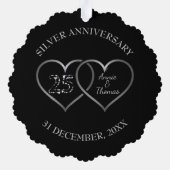 Silver Hearts Bruiloft Jubileum Ornament Kaart (Achterkant)