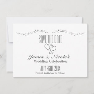 Silver Hearts en Sparkle Wedding sparen de Datum K Save The Date