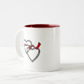 Silver Hearts Red Ribbon Mok (Voorkant links)