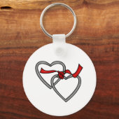 Silver Hearts Red Ribbon Sleutelhanger (Voorkant)