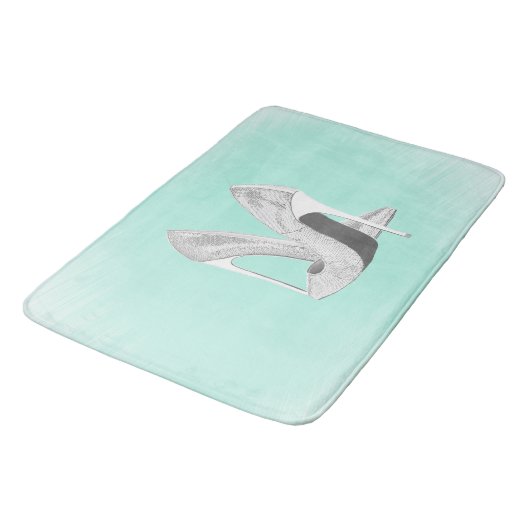 Silver Heels on Mint Badmat (Gekanteld)