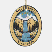 Silver Herfst State Park Oregon Badge  Keramisch Ornament (Rechts)