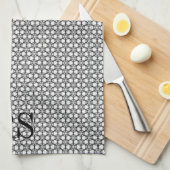Silver Hexagon Patroon: Monogram Kitchen Decor Theedoek (Quarter Fold)