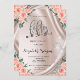 Silver High Heels Rozen 50th Birthday Party Kaart