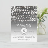 Silver Holiday Christmas String Lights Uitnodiging (Staand voorkant)