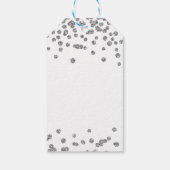 Silver Holiday Kerstmis Glitter Confetti White Cadeaulabel (Achterkant)