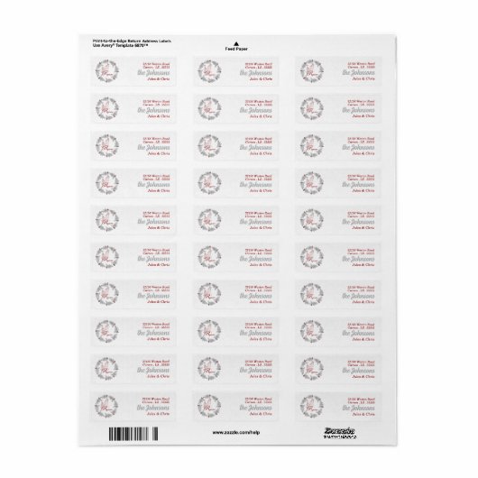 Silver Holiday Wreate met Dove Rejoice Address Etiket (Full Sheet)