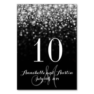 Silver Hollywood Glitz Glam Wedding Table Card Kaart